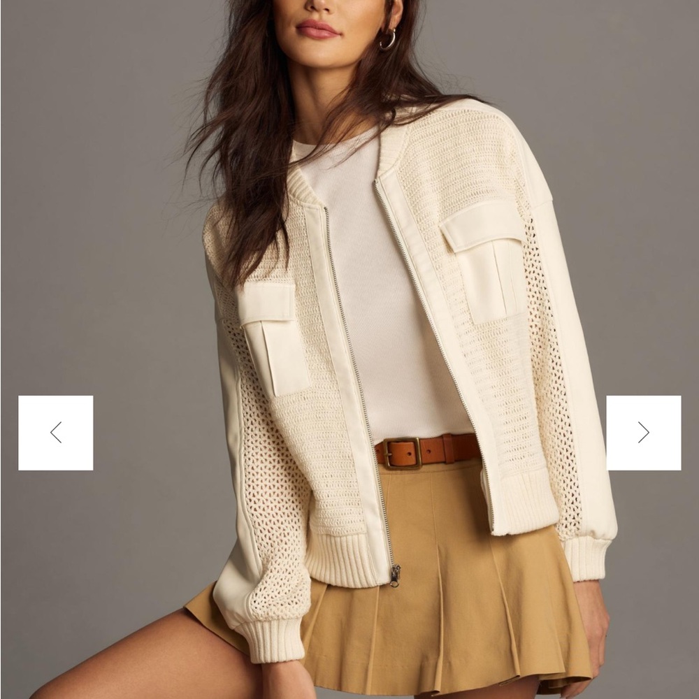 Anthropologie knit leather sweater jacket